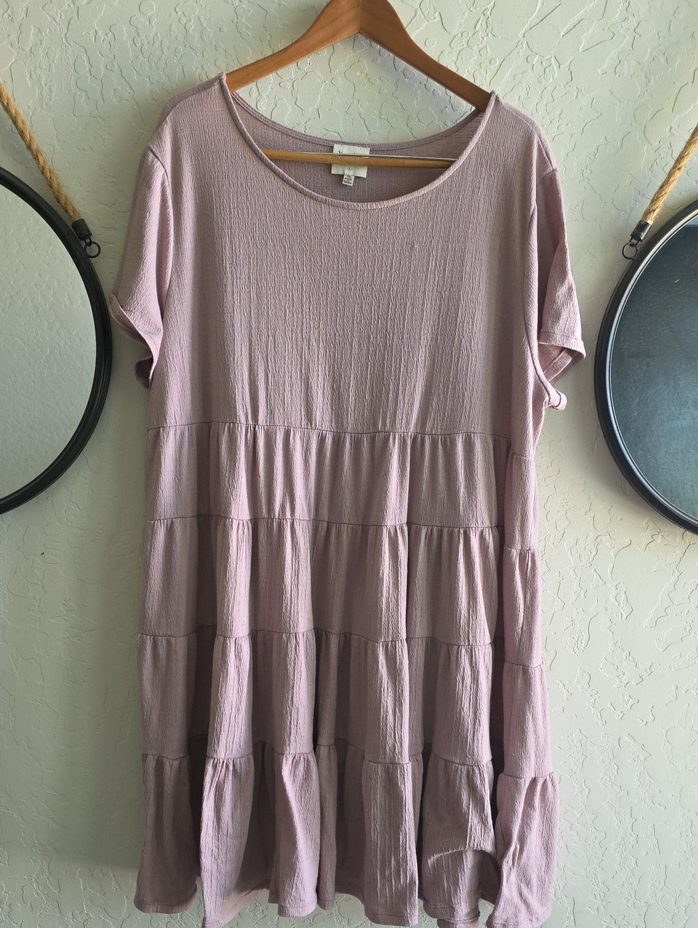 Relaxed Tiered Midi Dress in Mauve Pink